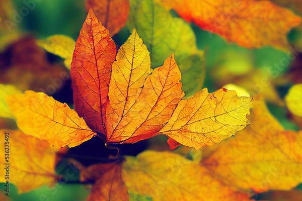 Obraz Fall Tree Leaves Autumn Color Seamless Texture Pattern Tiled Repeatable Tessellation Background Image