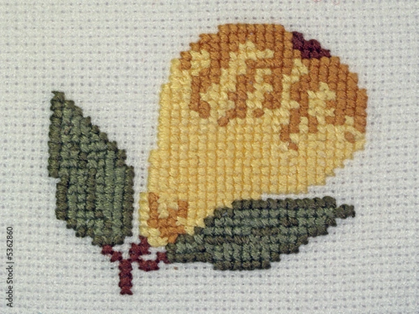 Obraz Detail of napkin embroidery (pear), close-up