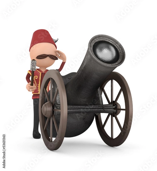 Obraz 3d human with ramadan cannon -isolated