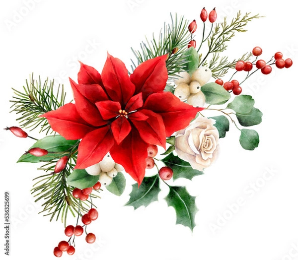 Obraz Christmas watercolor arrangement