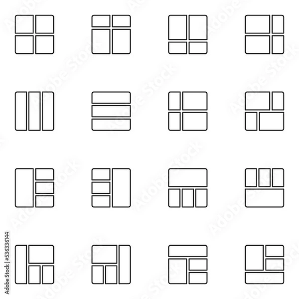 Obraz Page Grid Line Icon Set