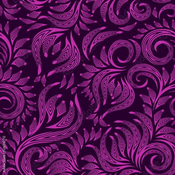 Obraz Seamless abstract elegant pattern with curve element in purple color