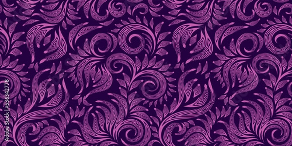 Obraz Purple vector seamless abstract floral  pattern