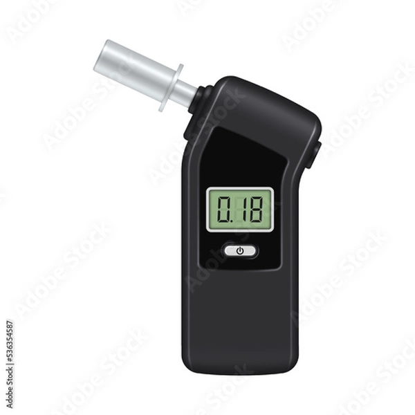 Fototapeta Portable breathalyzer with LCD screen. Vector illustration.