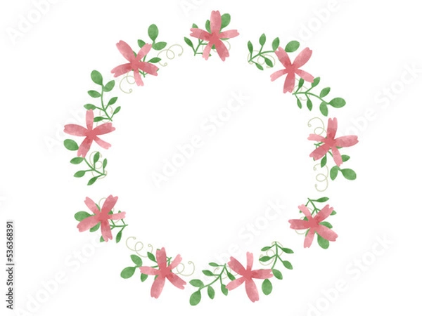 Obraz 花と植物のフレーム　丸　円　綺麗