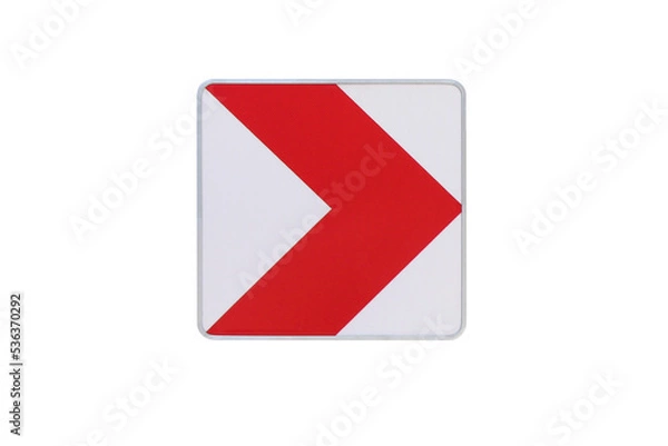 Fototapeta Sharp curve right arrow road sign isolated on white background
