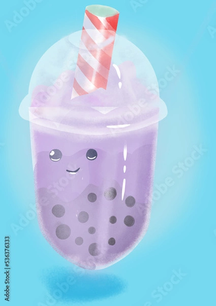 Fototapeta grape juice with a strawberry color straw