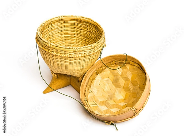 Obraz Handmade basketwork statue isolated on white background