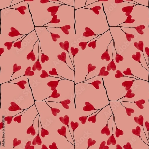 Fototapeta Valentines hearts balloons seamless love festive pattern for wrapping and kids and clothes print and textiles and gifts