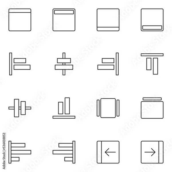 Obraz layout alignment line icon set
