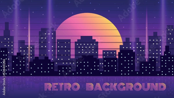 Fototapeta urban retro background in 80s style. vector illustration