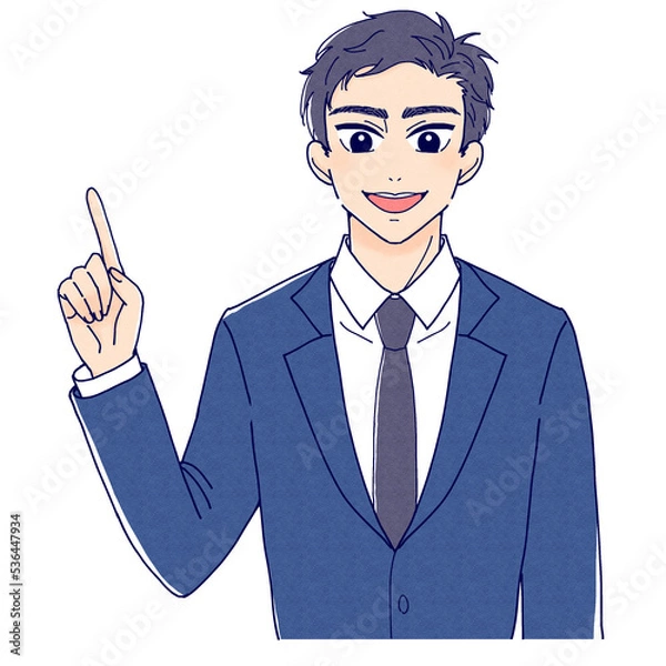 Fototapeta 手で指し示すスーツ姿の日本人男性