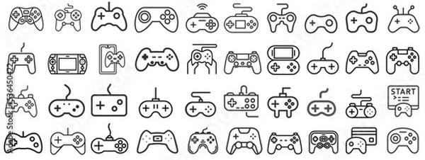 Fototapeta Set of Gamepad icon.Video game controller icon with editable stroke.
