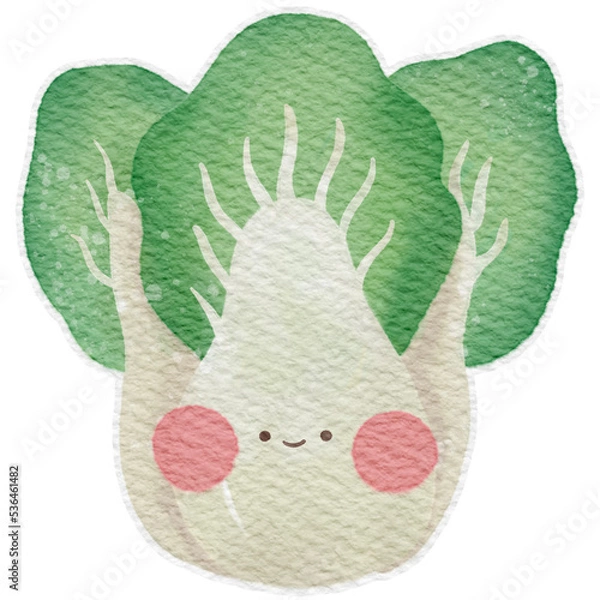 Obraz cute vegetable white cabbage emotion.