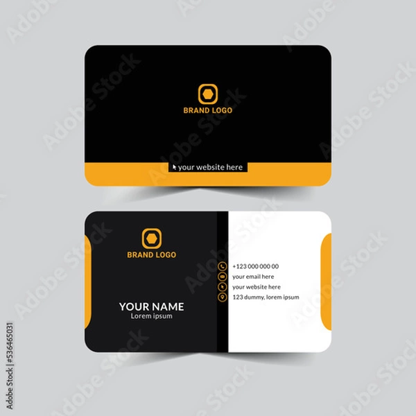 Fototapeta Modern creative and clean orange business card design template. Luxury elegant business card design background with trendy simple abstract geometric stylish wave lines.