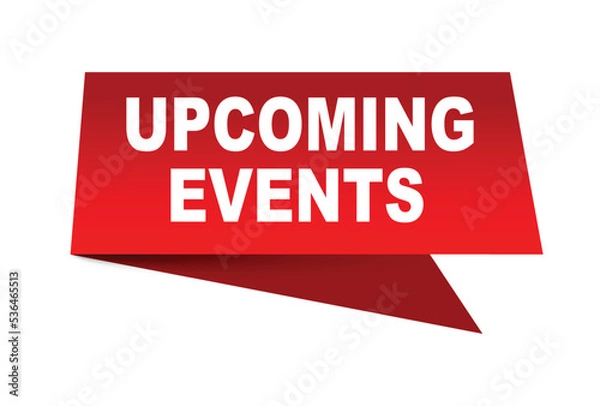 Fototapeta Upcoming events vector illustration. Red vector speech with white background