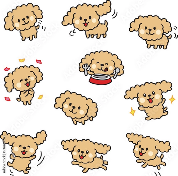 Obraz トイプードルのゆるい手描きポーズセット2