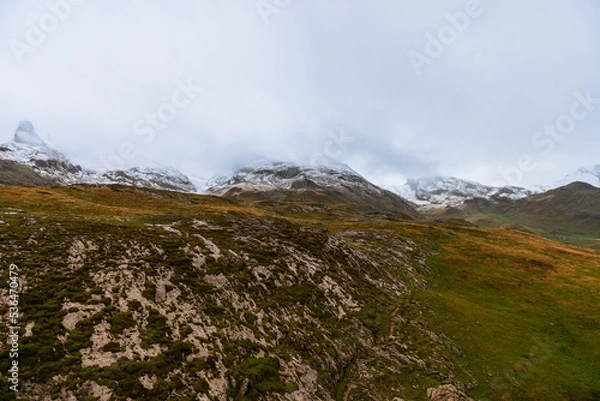 Obraz Snowy peaks of the French Pyrenees, at Col du Pourtalet, in Béarn, France