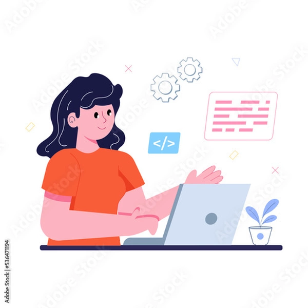 Fototapeta Pack of Teamwork Flat Illustrations 

