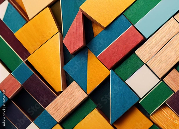 Fototapeta Colorful wood pieces representing diversity and inclusion in society