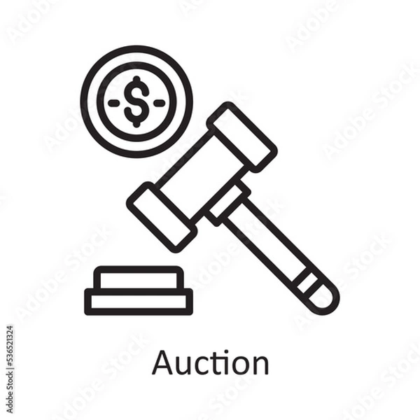 Obraz Auction Vector Outline Icon Design illustration. Banking and Payment Symbol on White background EPS 10 File
