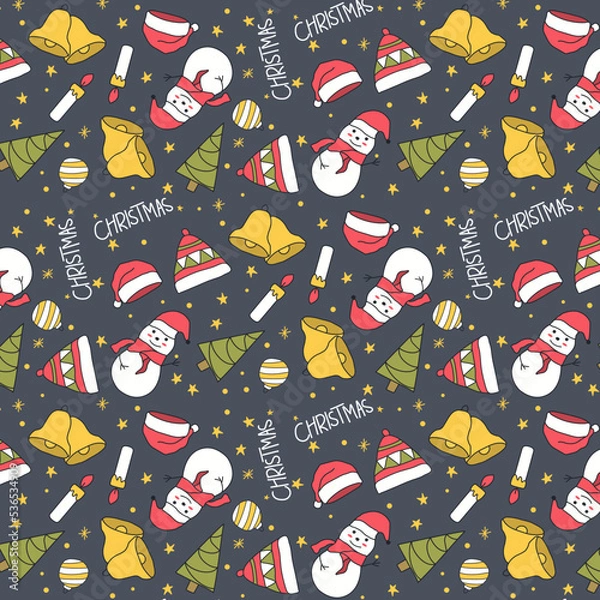 Obraz Cute Hand drawn Christmas Seamless Pattern
