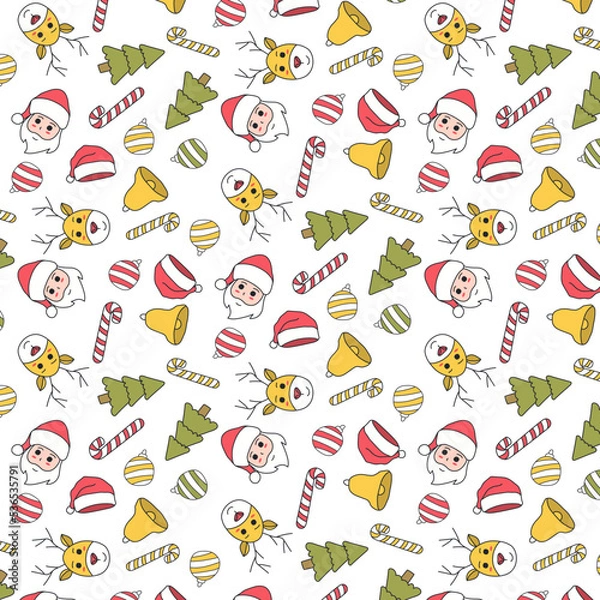 Obraz Cute Hand drawn Christmas Seamless Pattern