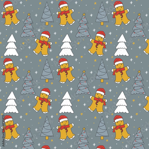 Obraz Hand drawn Christmas Seamless Pattern