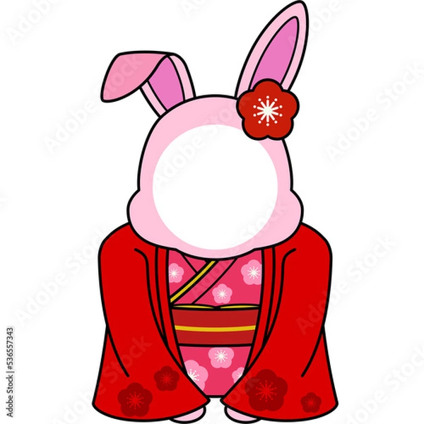 Obraz 兎の年賀状素材（着物）