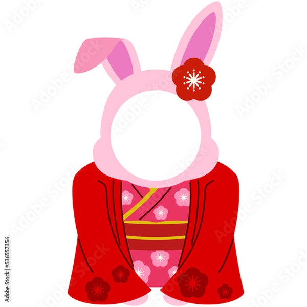 Fototapeta 兎の年賀状素材（着物）