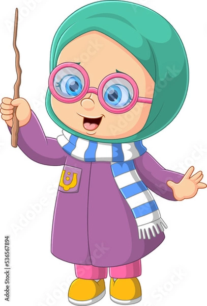 Obraz The magician girl is doing the magic with the magic wand
