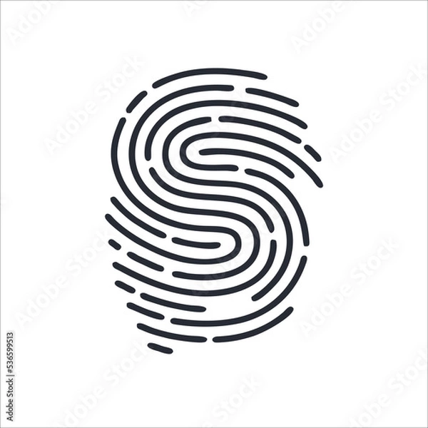 Obraz S letter line logo. Vector fingerprint design