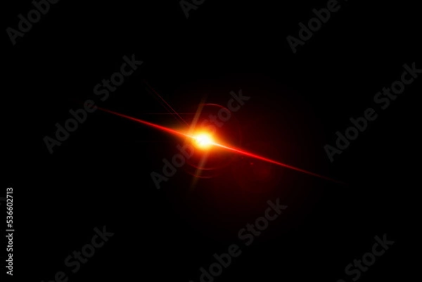 Obraz Realistic lens flare lights effect on black background