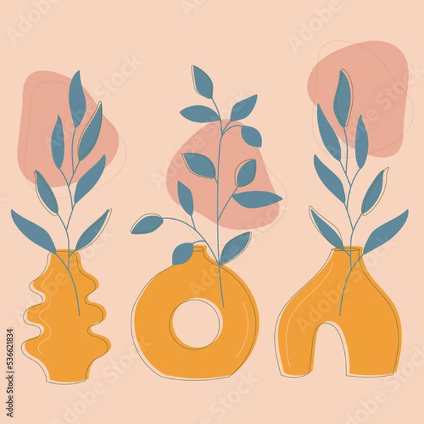 Fototapeta plants vector line illustration 