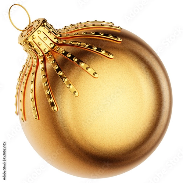 Obraz Merry Christmas and Happy New Year Xmas ball golden bauble.