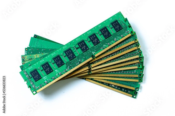 Obraz Computer memory card Close up memory socket on board computer server