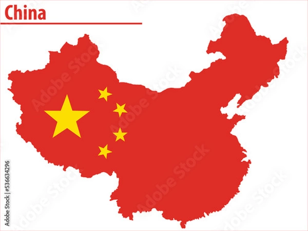 Obraz China map illustration vector detailed China map with region names.