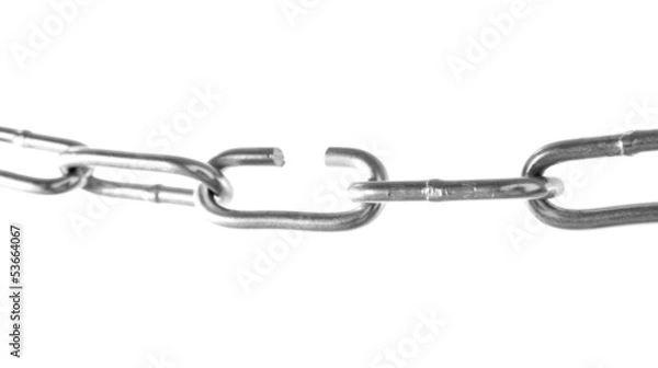 Fototapeta Broken chain isolated on white