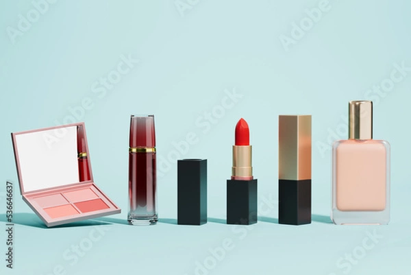 Obraz 3d rendering different lipstick cosmetics