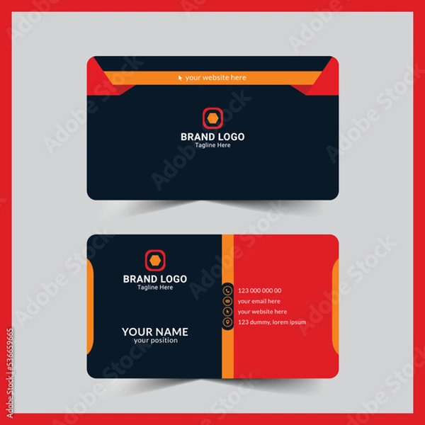 Fototapeta Professional elegant red and orange modern business card design template