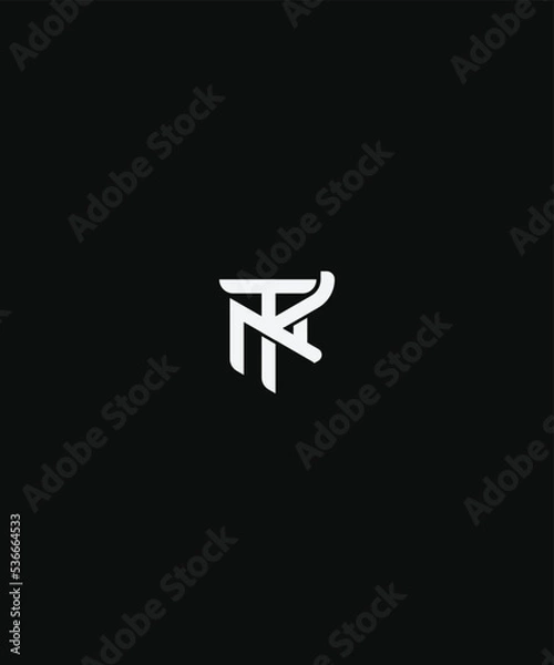 Fototapeta The minimalistic abstract TNK initial logo is suitable for sports or clothing lines and the technology is made masculine and energetic