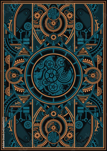 Fototapeta Steampunk Retro Vector Poster Template Vector EPS