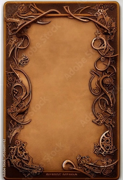 Fototapeta Fantasy card frame with wooden border template design
