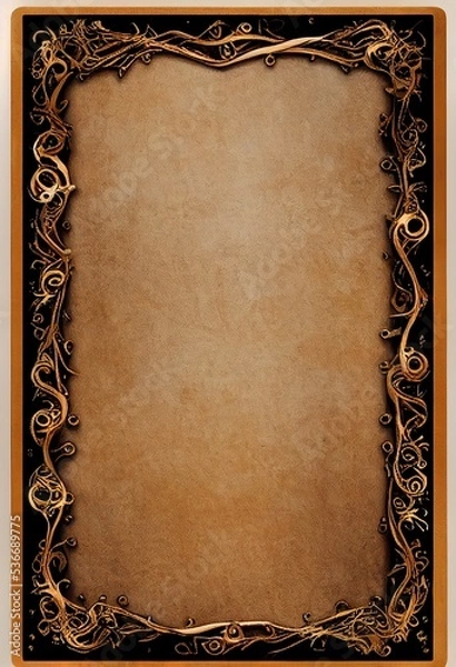 Fototapeta Fantasy card frame and old paper template design