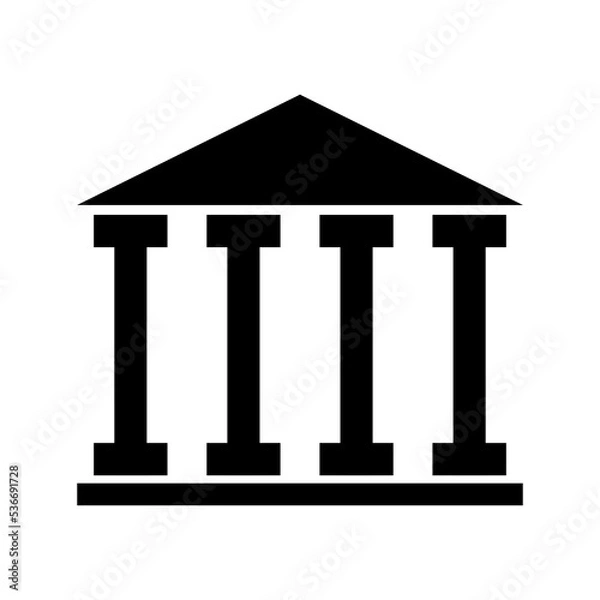 Fototapeta Building university architecture icon, museum roman symbol, flat design vector illustration