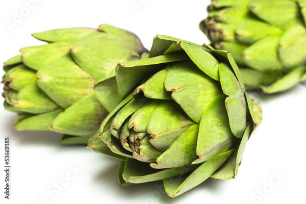 Fototapeta Arrangement of healthy artichokes
