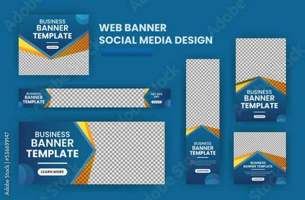 Fototapeta Web banner design template Set, Horizontal web banner. Modern Gradient  cover header background for website design, Social Media Cover ads banner, invitation card design template
