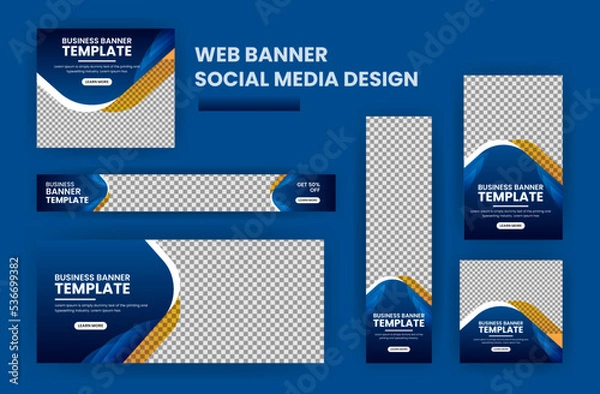 Obraz Web banner design template Set, Horizontal web banner. Modern Gradient  cover header background for website design, Social Media Cover ads banner, invitation card design template
