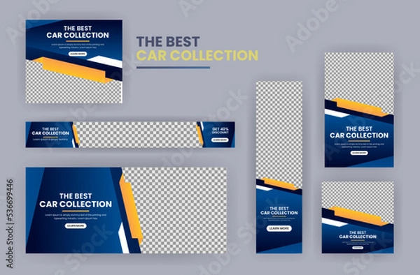 Obraz Car rental banner web template bundle design, Social Media Cover ads banner,Horizontal header web template.