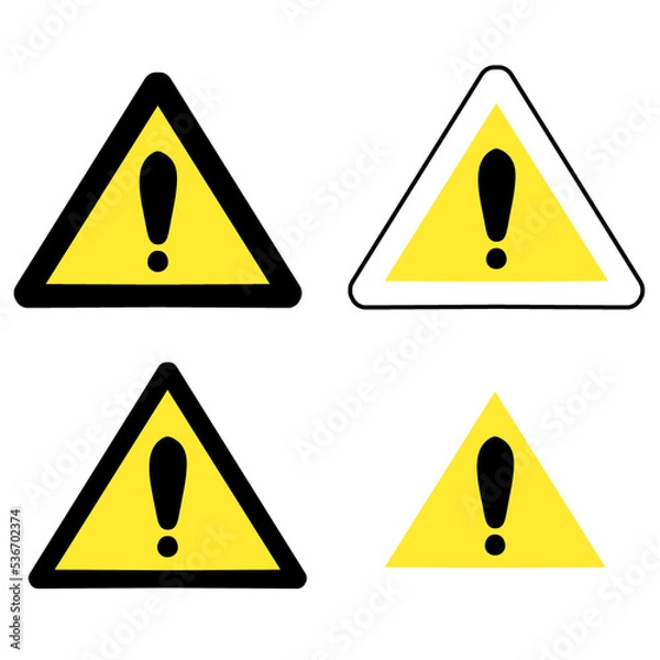 Fototapeta 黄色いビックリマークの標識のセット